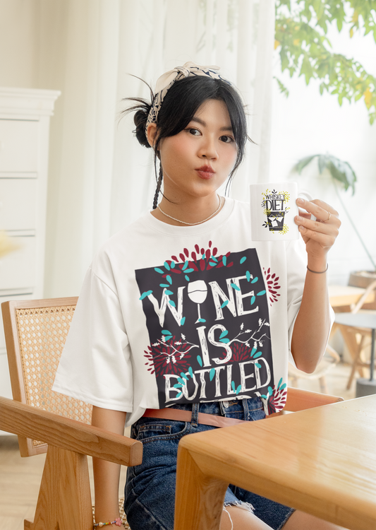 Bottled Poetry Oversized Tee – Where Wine Meets Words